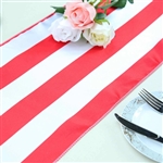 12"x108" Stripe Satin Table Runner - Red & White