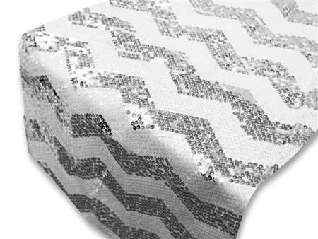 Chevron Sequin Table Runners - Silver