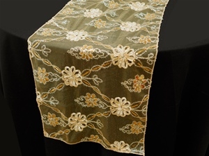 Extravagant Fashionista Style Table Runner - Gold Lace Netting