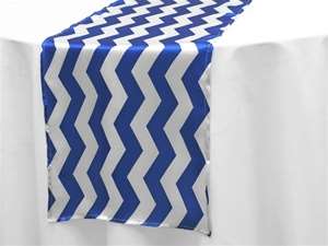 Jazzed Up Chevron Table Runners - White / Royal Blue