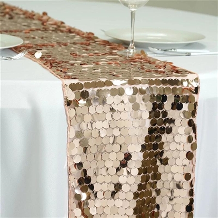 13" x 108" Premium Payette Sequin Table Top Runner - Blush/Rose Gold