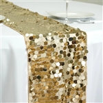 13" x 108" Premium Payette Sequin Table Top Runner - Champagne