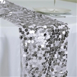 13" x 108" Premium Payette Sequin Table Top Runner - Silver