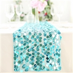 13" x 108" Premium Payette Sequin Table Top Runner - Turquoise