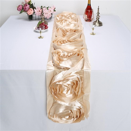 Champagne Silk Large Rosette Satin Table Runner