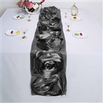 Charcoal Grey Silk Large Rosette Satin Table Runner