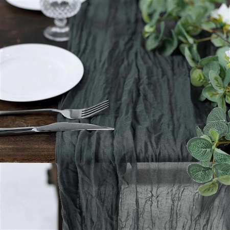 10FT Charcoal Gray Cheesecloth Table Runner, Gauze Fabric Boho Wedding Arbor Decor
