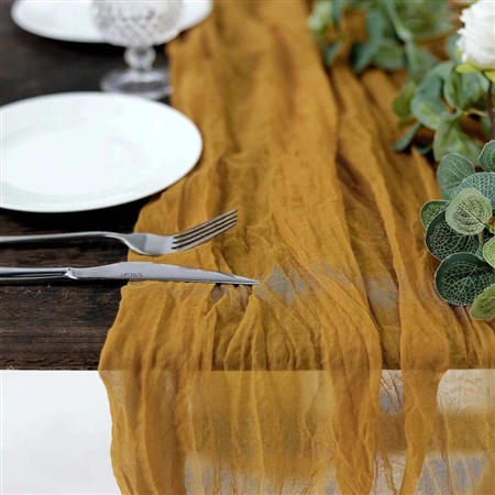 10FT Mustard Yellow Cheesecloth Table Runner, Gauze Fabric Boho Wedding Arbor Decor