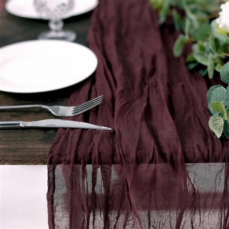 10FT Burgundy Cheesecloth Table Runner, Gauze Fabric Boho Wedding Arbor Decor