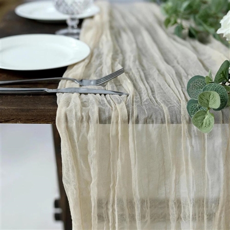 10FT Cream Cheesecloth Table Runner, Gauze Fabric Boho Wedding Arbor Decor