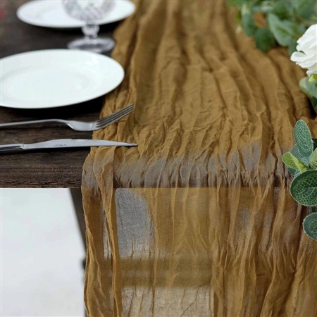 10FT Gold Cheesecloth Table Runner, Gauze Fabric Boho Wedding Arbor Decor