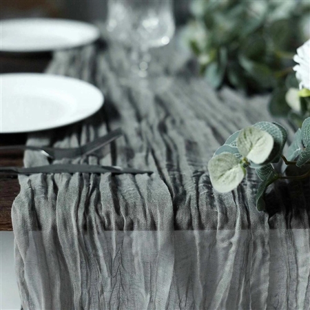 10FT Gray Cheesecloth Table Runner, Gauze Fabric Boho Wedding Arbor Decor