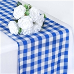 14" x 108" Light Blue/White Gingham Checkered Polyester Dinner Party Runner