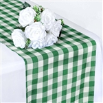 14" x 108" Green/White Gingham Checkered Polyester Dinner Party Runner