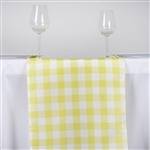 14" x 108" Yellow/White Gingham Checkered Polyester Dinner Party Runner