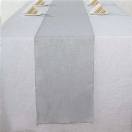 12"x108" Silver Slubby Textured Wrinkle Resistant Table Runner