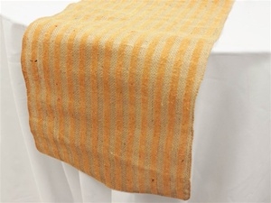 Stripe Rustic Burlap Runner - Natural Tone w/ Champagne