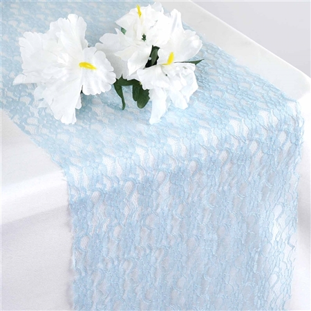 Floral Elegant Lace Table Runner - Serenity Blue