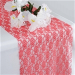 Floral Elegant Lace Table Runner - Coral