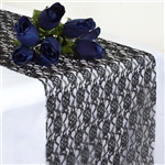 Floral Elegant Lace Table Runner - Black