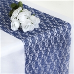 Floral Elegant Lace Table Runner - Navy Blue