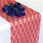 Floral Elegant Lace Table Runner - Red