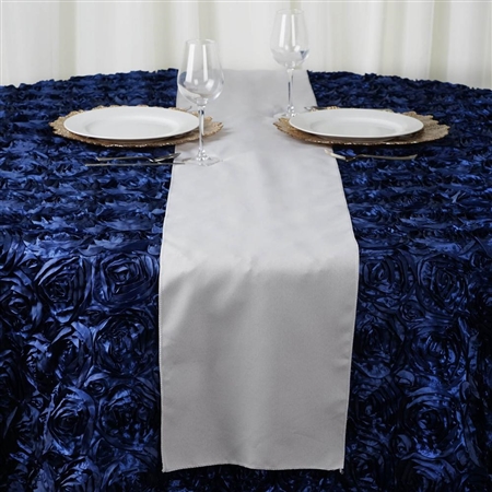 12"x108" Polyester Table Runner - Silver