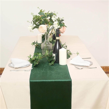 12" x 107" Econoline Velvet Table Runner - Hunter Green