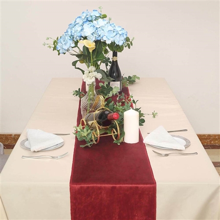 12" x 107" Econoline Velvet Table Runner - Wine