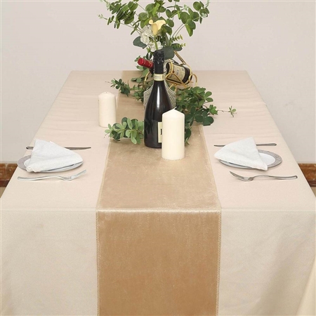 12" x 107" Econoline Velvet Table Runner - Champagne