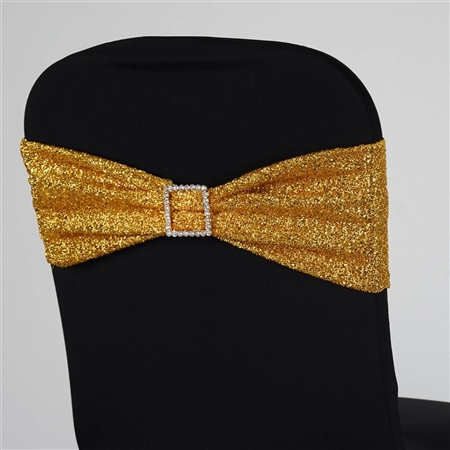 5 PCS Chair Sash Metallic Spandex - Gold