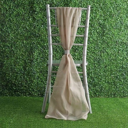6Ft Natural Premium Chiffon Designer Chair Sashes - 5 PCS