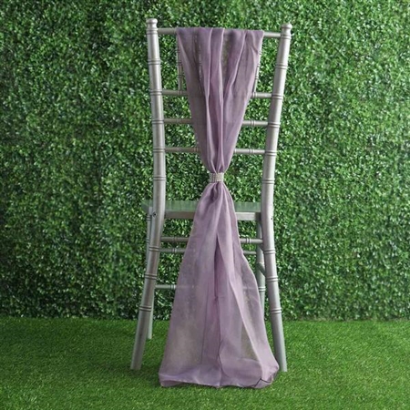 6Ft Amethyst Premium Chiffon Designer Chair Sashes - 5 PCS