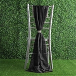 6Ft Black Premium Chiffon Designer Chair Sashes - 5 PCS