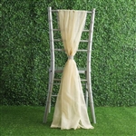 6Ft Champagne Premium Chiffon Designer Chair Sashes - 5 PCS