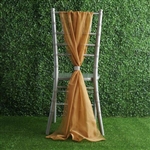 6Ft Gold Premium Chiffon Designer Chair Sashes - 5 PCS