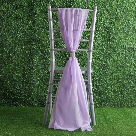 6Ft Lavender Premium Chiffon Designer Chair Sashes - 5 PCS