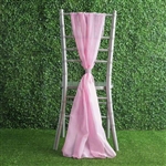 6Ft Pink Premium Chiffon Designer Chair Sashes - 5 PCS