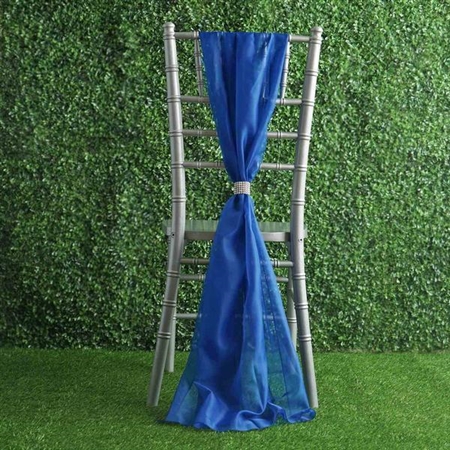 6Ft Royal Blue Premium Chiffon Designer Chair Sashes - 5 PCS