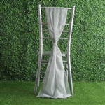 6Ft Silver Premium Chiffon Designer Chair Sashes - 5 PCS