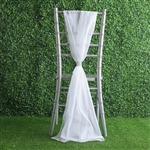 6Ft White Premium Chiffon Designer Chair Sashes - 5 PCS