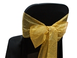 5 Pack Hypnotizing Glittery Pinstripe Organza Chair Sash - Gold