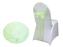 Embroidered Chair Sash - Apple Green
