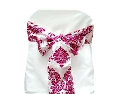 Chair Sash (Flocking) - White / Fushia