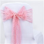 5 PCS Rose Quartz Lace Chair Sashes Tie Bows - 6"x108"