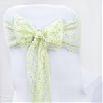 5 PCS Tea Green Lace Chair Sashes Tie Bows - 6"x108"