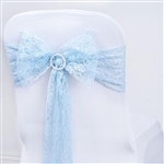5 PCS Serenity Blue Lace Chair Sashes Tie Bows - 6"x108"