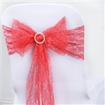 5 PCS Coral Lace Chair Sashes Tie Bows - 6"x108"