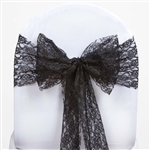 5 PCS Black Lace Chair Sashes Tie Bows - 6"x108"
