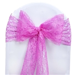 5 PCS Fuchsia Lace Chair Sashes Tie Bows - 6"x108"
